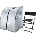 Large Portable Low EMF Negative Ion Indoor Sauna with Chair and Heated Footpad Included - Silver