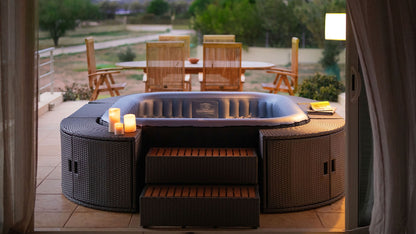 MSpa Tekapo hot tub evening patio setting