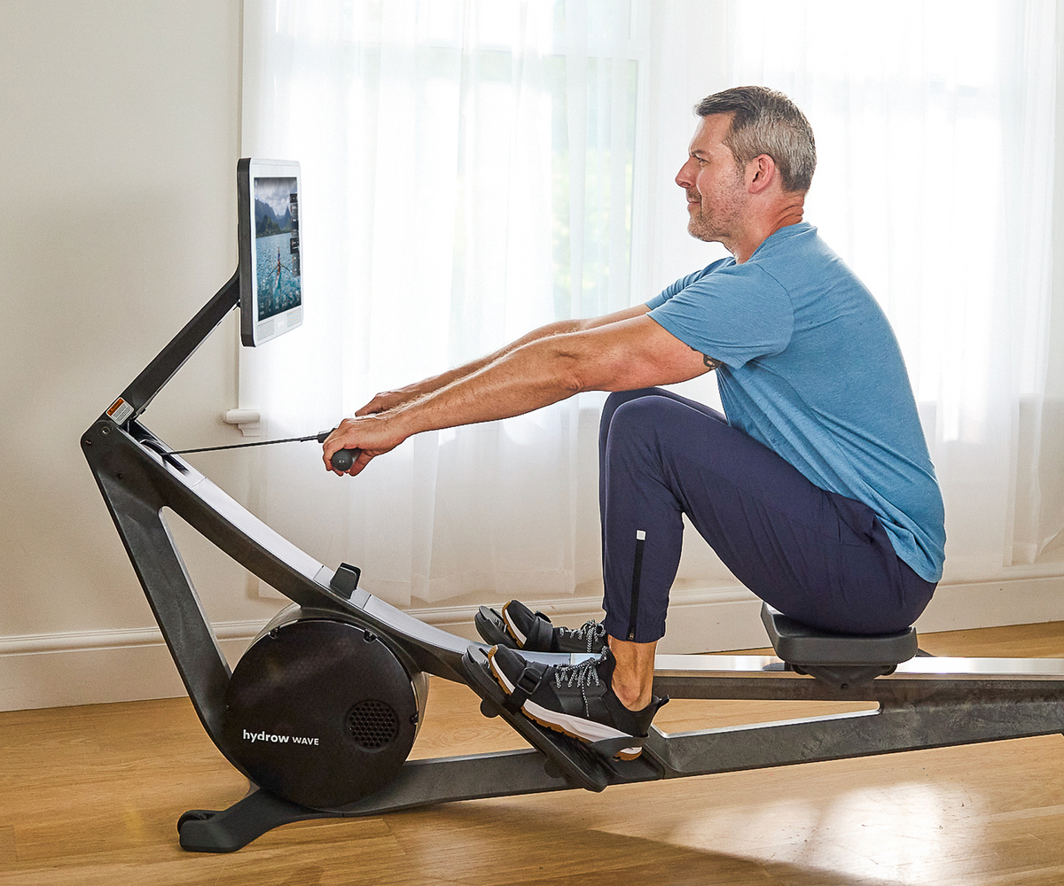 Hydrow Wave rowing machine in use