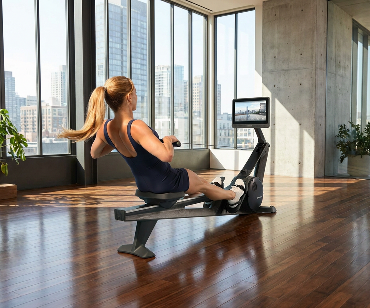 Hydrow Wave rowing machine in a home setting