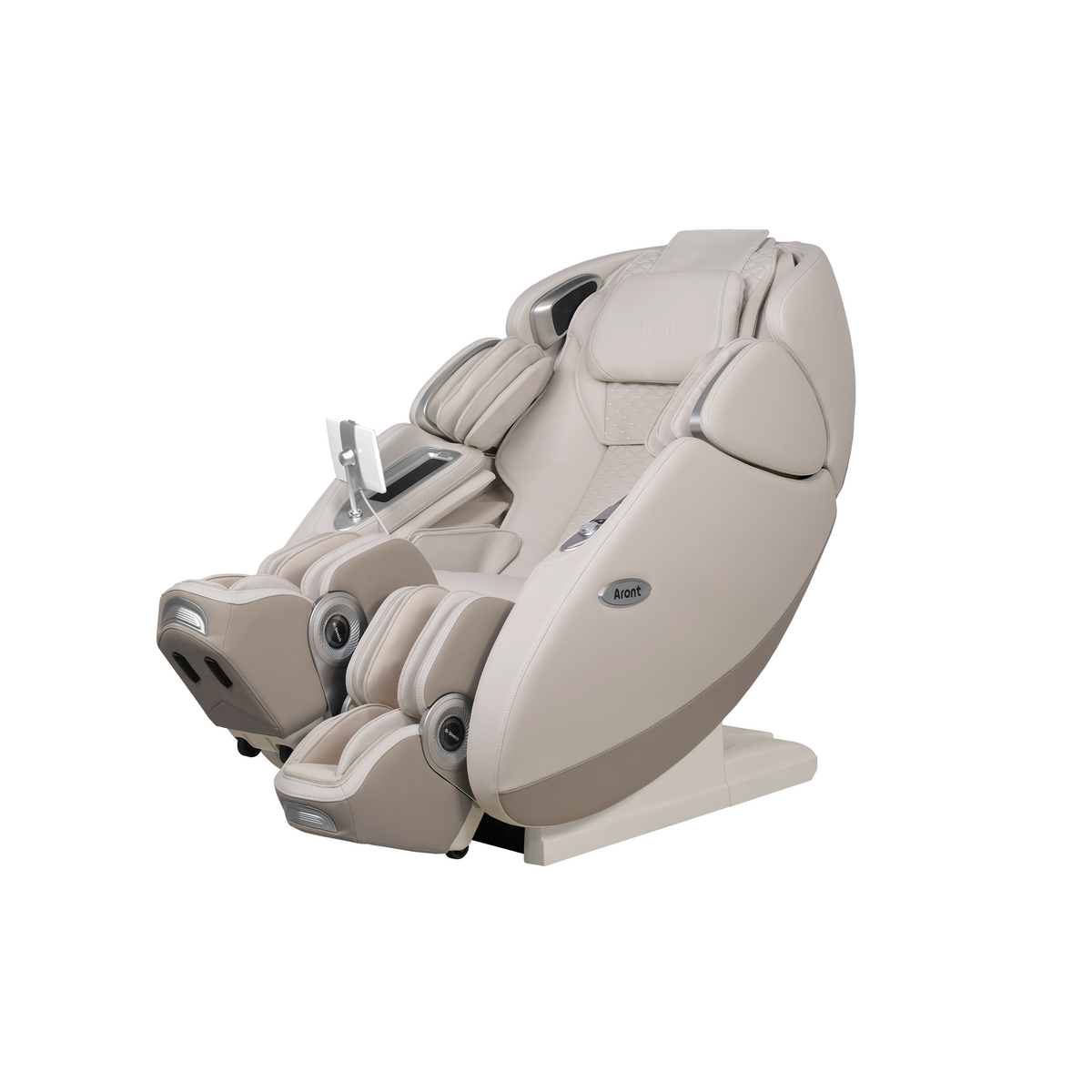 Aront Sentio Max Massage Chair in Beige, reclined, front angle