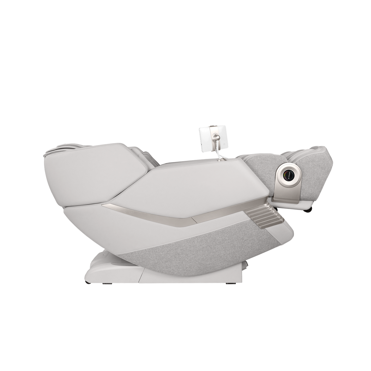 Aront Sentio Pro Massage Chair in Beige, reclined, side view