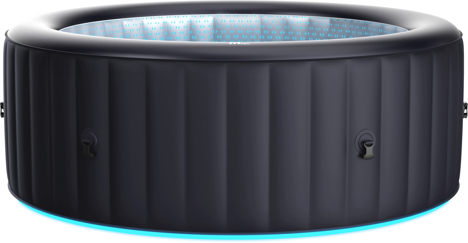 MSpa Aurora hot tub with LED lighting on white