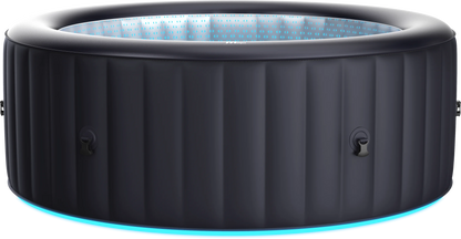 MSpa Aurora hot tub with LED lighting on white