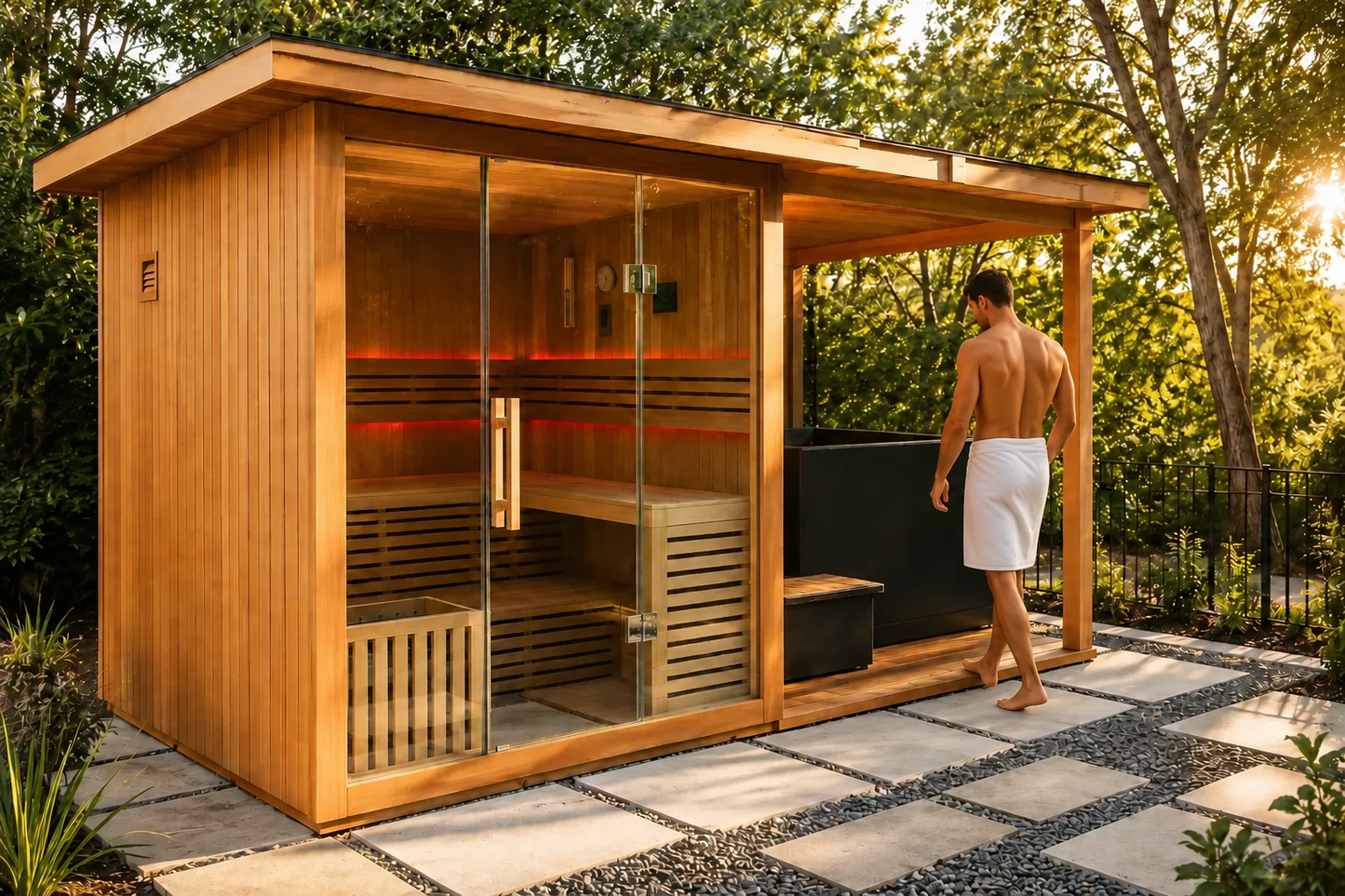 Revive 4 Person Traditional Sauna With Extension Kit covered deck extension