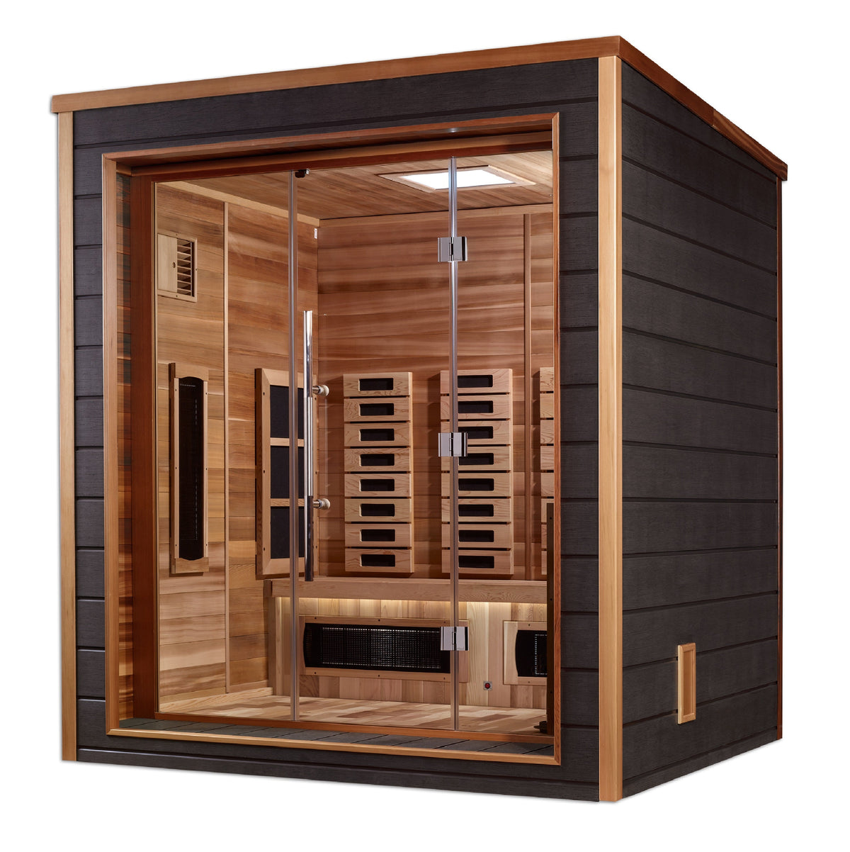 Golden Designs Visby 3-person hybrid sauna, alternate exterior angle