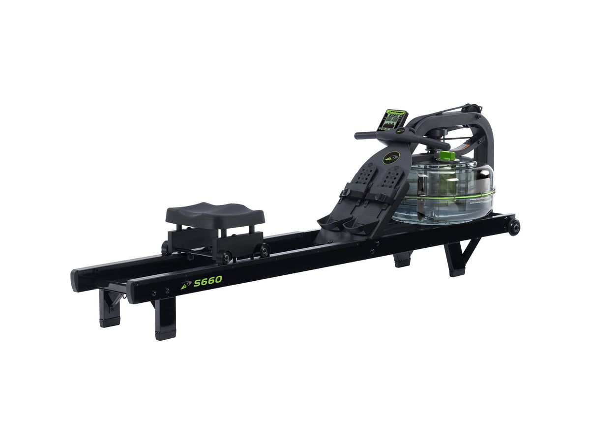 Dynamic Fluid S660 Forge water rower, three-quarter view