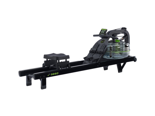 Dynamic Fluid S660 Forge water rower, three-quarter view