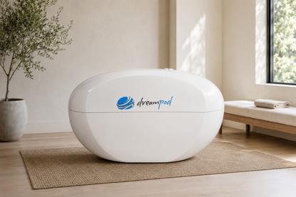 Dreampod Home Float Plus in a modern home wellness room