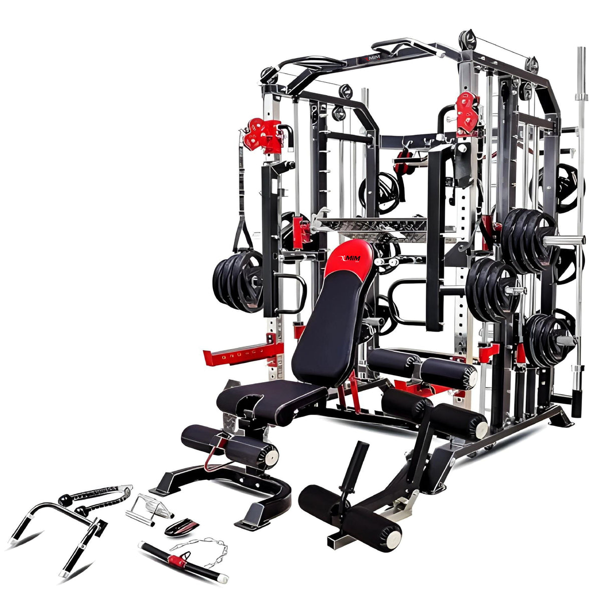 MiM USA Hercules 1001 commercial all-in-one home gym with bench and attachments