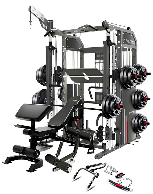 MiM USA Hercules Pro all-in-one home gym with bench and attachments