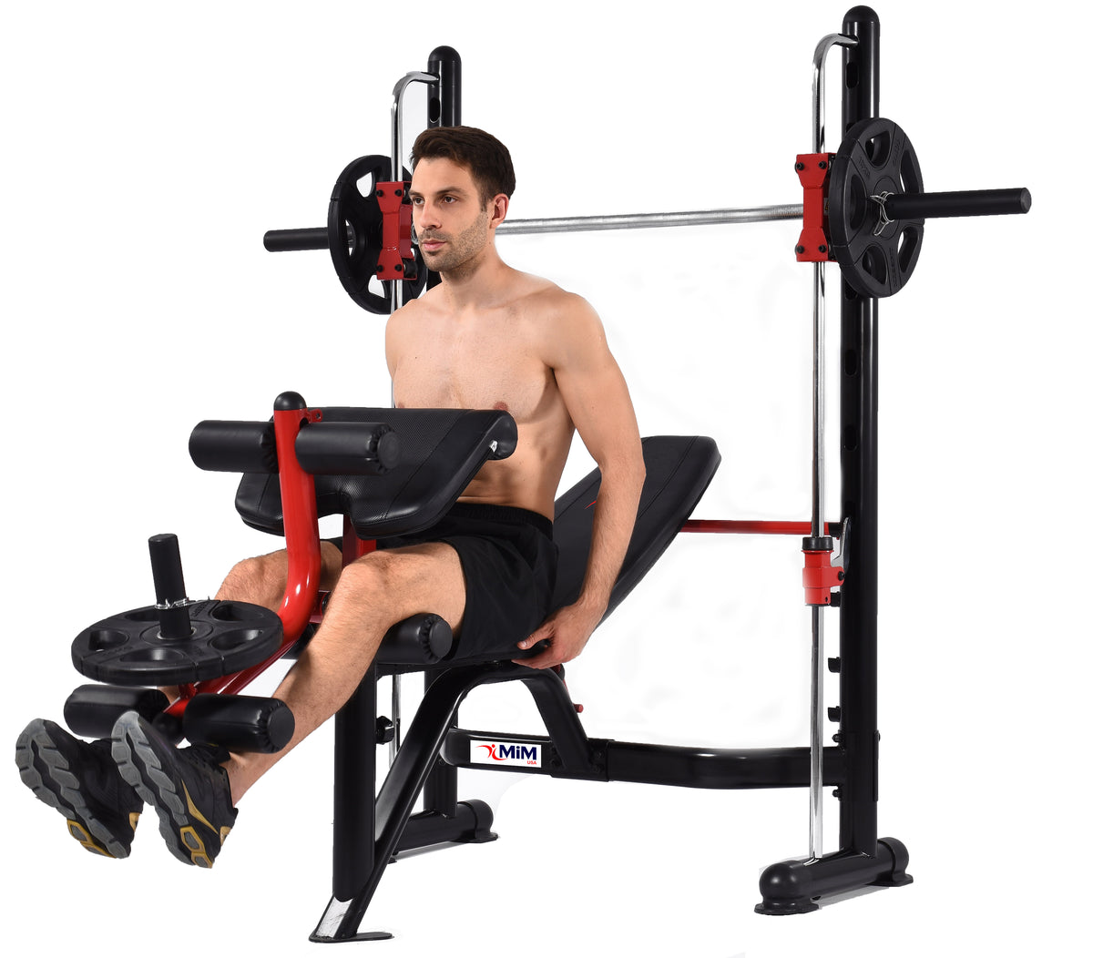 Leg extension on the MiM USA Olympic Weight Bench