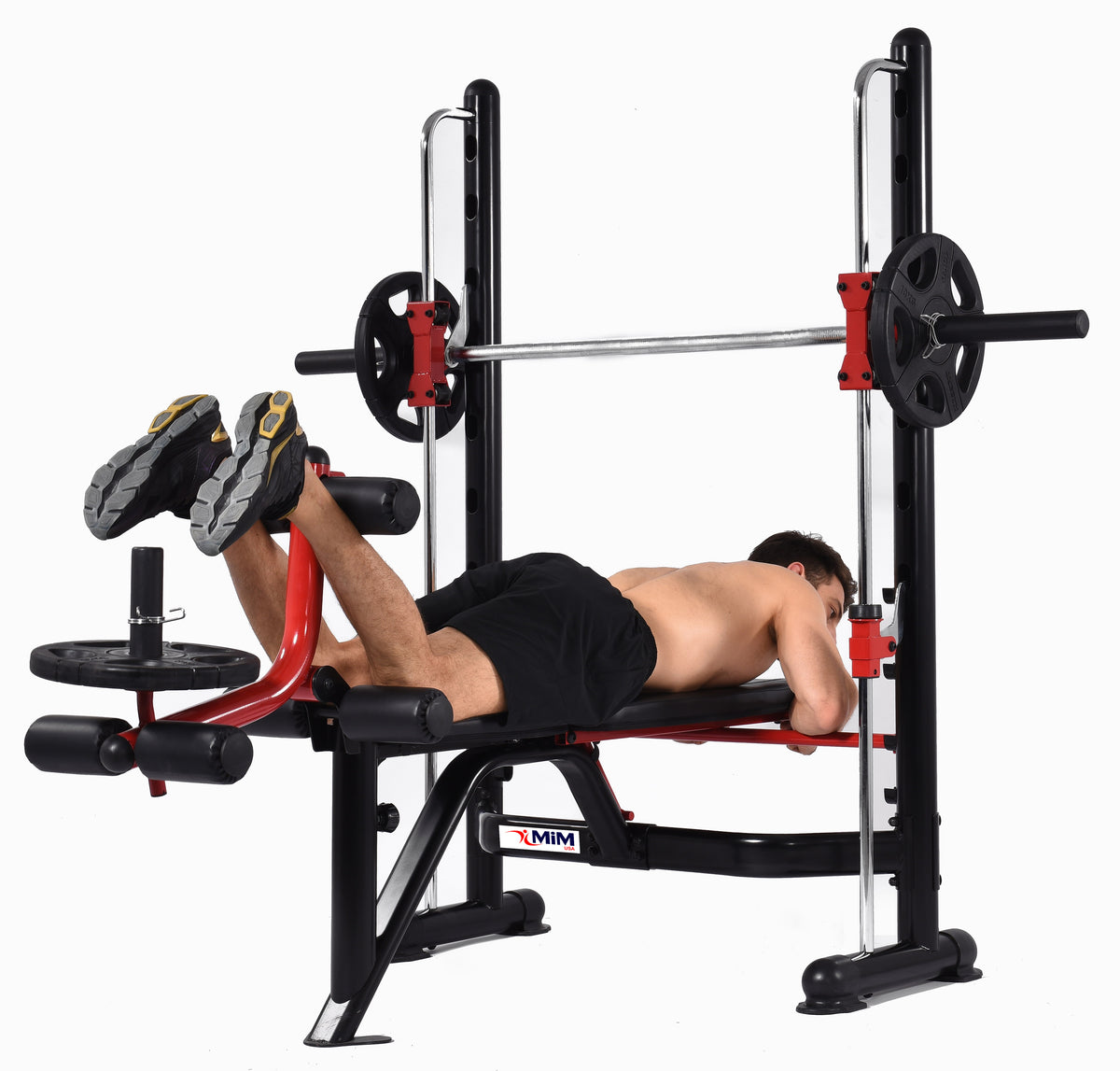 Leg curl on the MiM USA Olympic Weight Bench