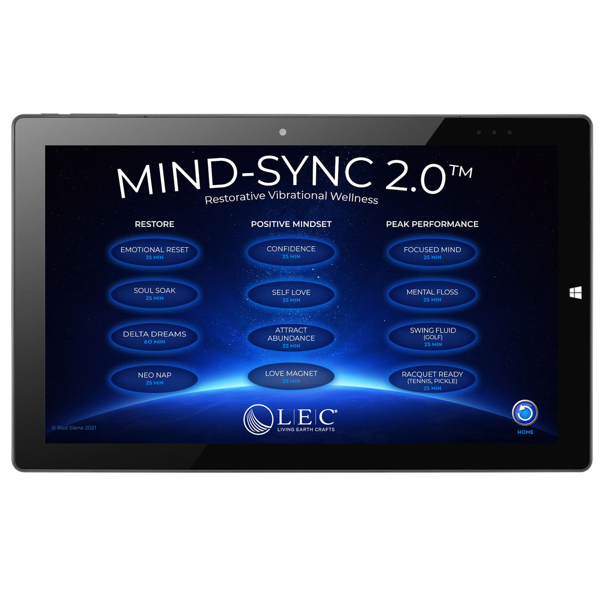 Mind-Sync 2.0 touch screen program menu
