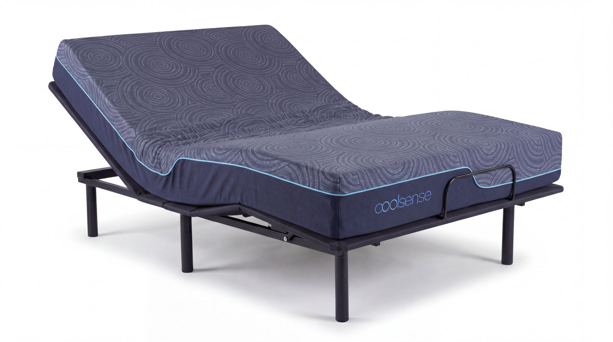 CoolSense® Refresh 10" Hybrid Mattress by DreamSense™ on a DreamSense™ Contour Adjustable Base, head and foot raised