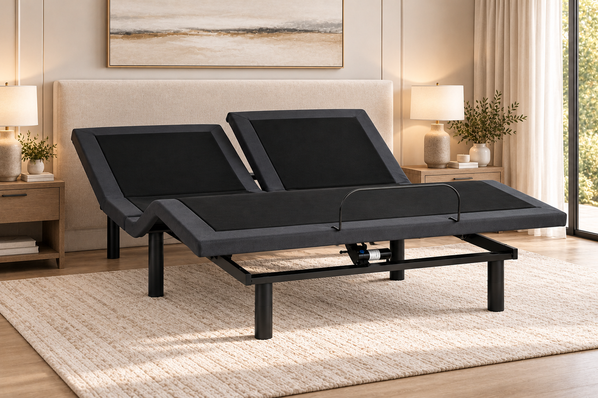 DreamSense™ Synergy Adjustable Base, Split Head in a bedroom