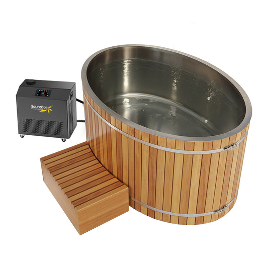 K-Plunge Luxury Cedar Oval Cold Plunge Tub with Gale chiller